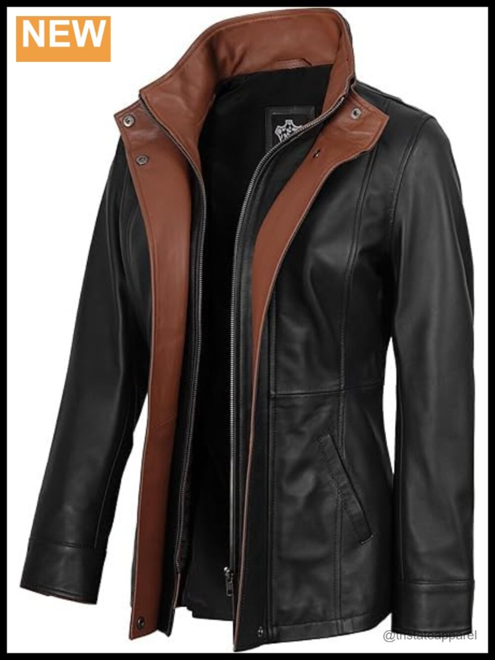 100% Real Lambskin Leather Jacket Women Moto Biker Style Notch Lapel Zip Snap